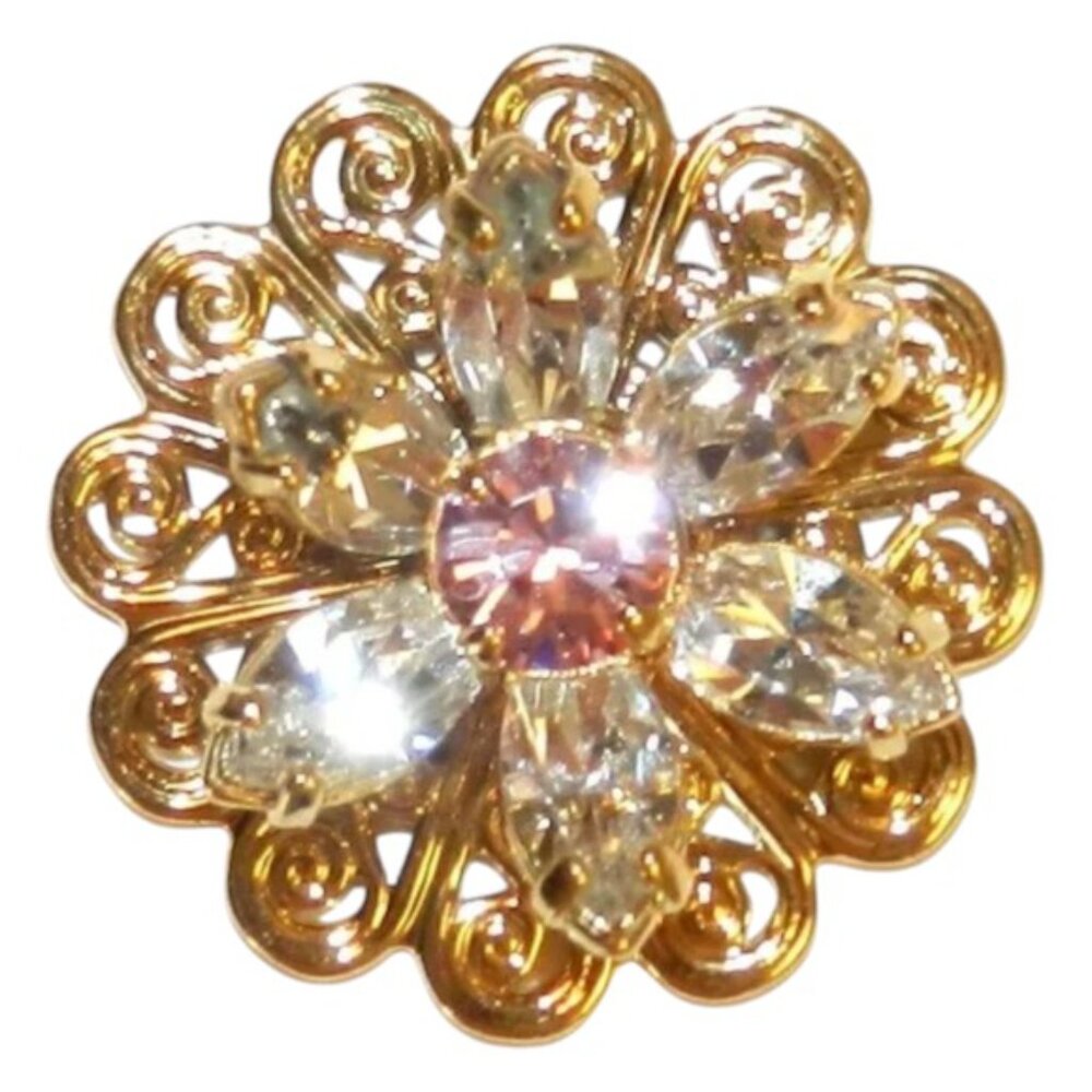 Light Rose & Crystal Gold 22mm Flower Swarovski Component 1pc SCSC1905